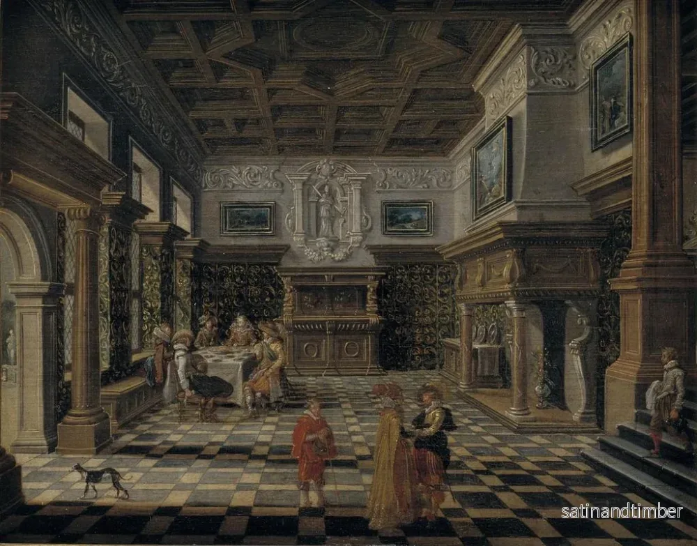 Reproduktion av målningen inomhus renässanslyx med en bankett - Bartholomeus van Bassen - Bild 2