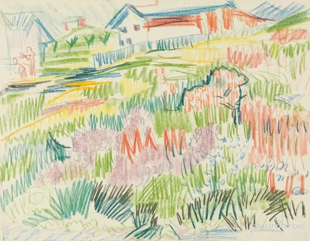 Reproduktion av målningen Prairie fleurie avec maisons - Ernst Ludwig Kirchner - Bild 2