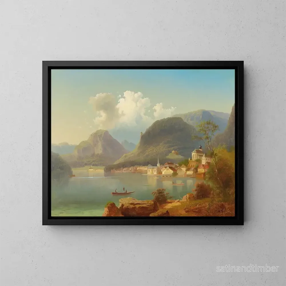Reproduktion av målningen Vue de Hallstatt – Ferdinand Lepié Reproduktion av målningen Vue de Hallstatt – Ferdinand Lepié