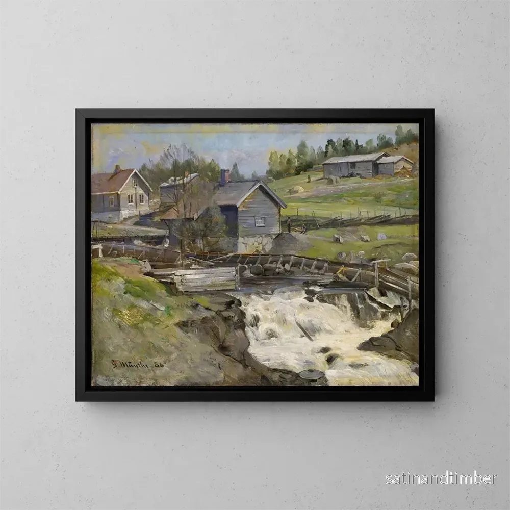 Reproduktion av målningen av vattenfallet i Stange i Hedmark - Gerhard Munthe