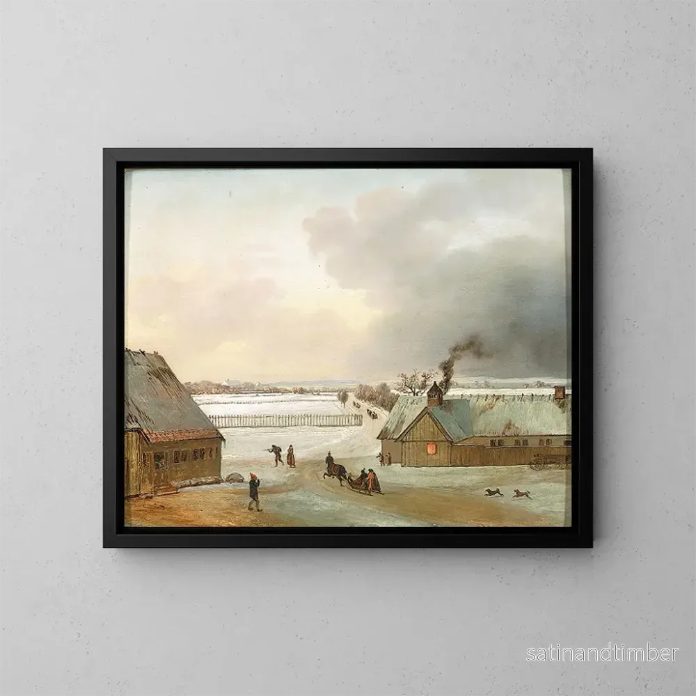 Reproduktion av målningen Vue d'hiver de Selyst depuis Ordrup avec un traîneau à neige - Jens Juel