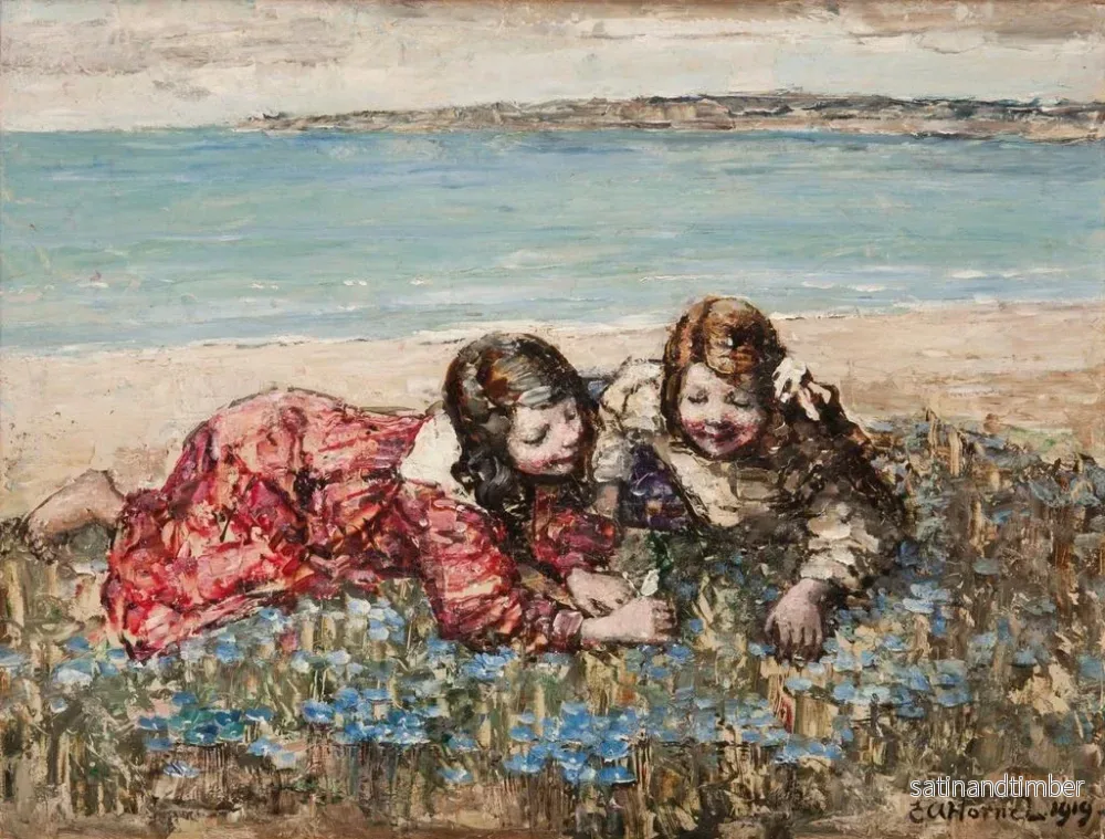 Reproduktion av målningen av blomsterarrangemang vid havet - Edward Atkinson Hornel - Bild 2