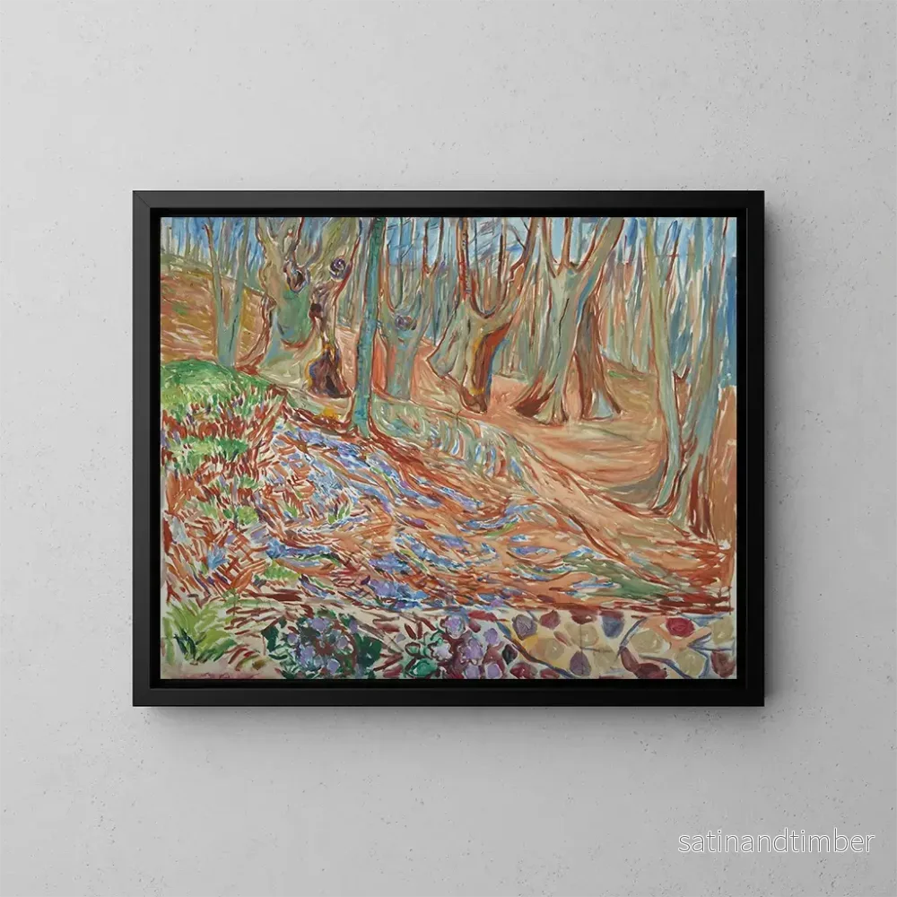 Reproduktion av målningen av vårlindeträd i skog - Edvard Munch