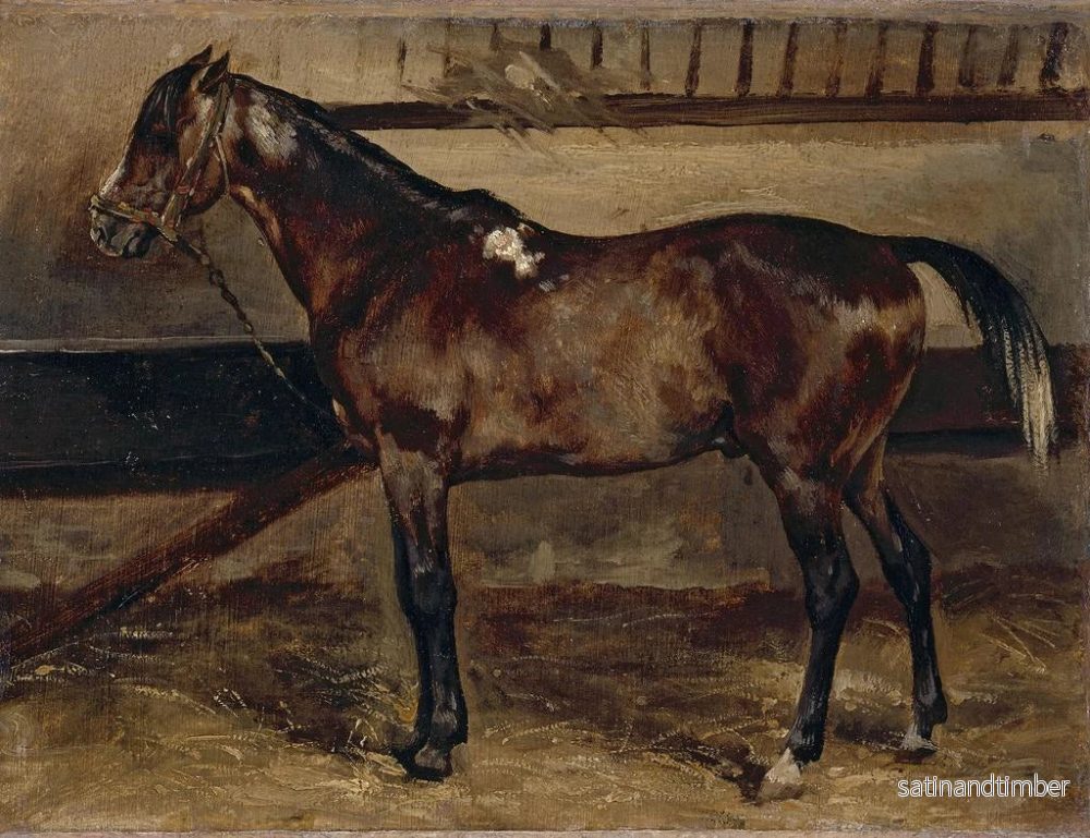 Reproduktion av målningen av en brun häst i stallet - Théodore Géricault - Bild 2