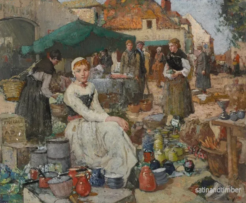 Reproduktion av målningen En marknadsgata i Picardie - William Lee-Hankey - Bild 2