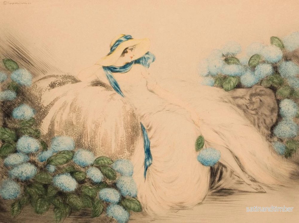 Reproduktion av målningen Dame aux fleurs bleues - Louis Icart - Bild 2