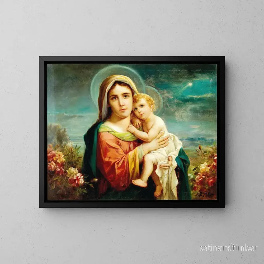 Reproduktion av målningen Vierge à l'Enfant avec des putti - Hans Zatzka