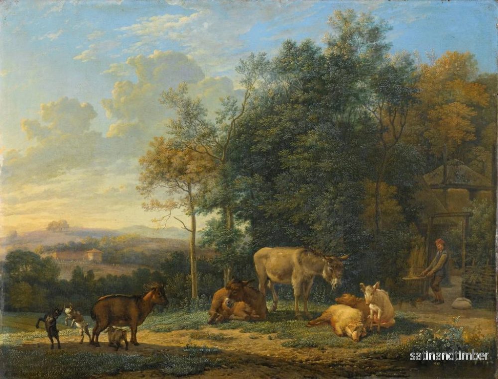 Reproduktion av målningen Landskap med två åsnor, getter och grisar - Karel Dujardin - Bild 2