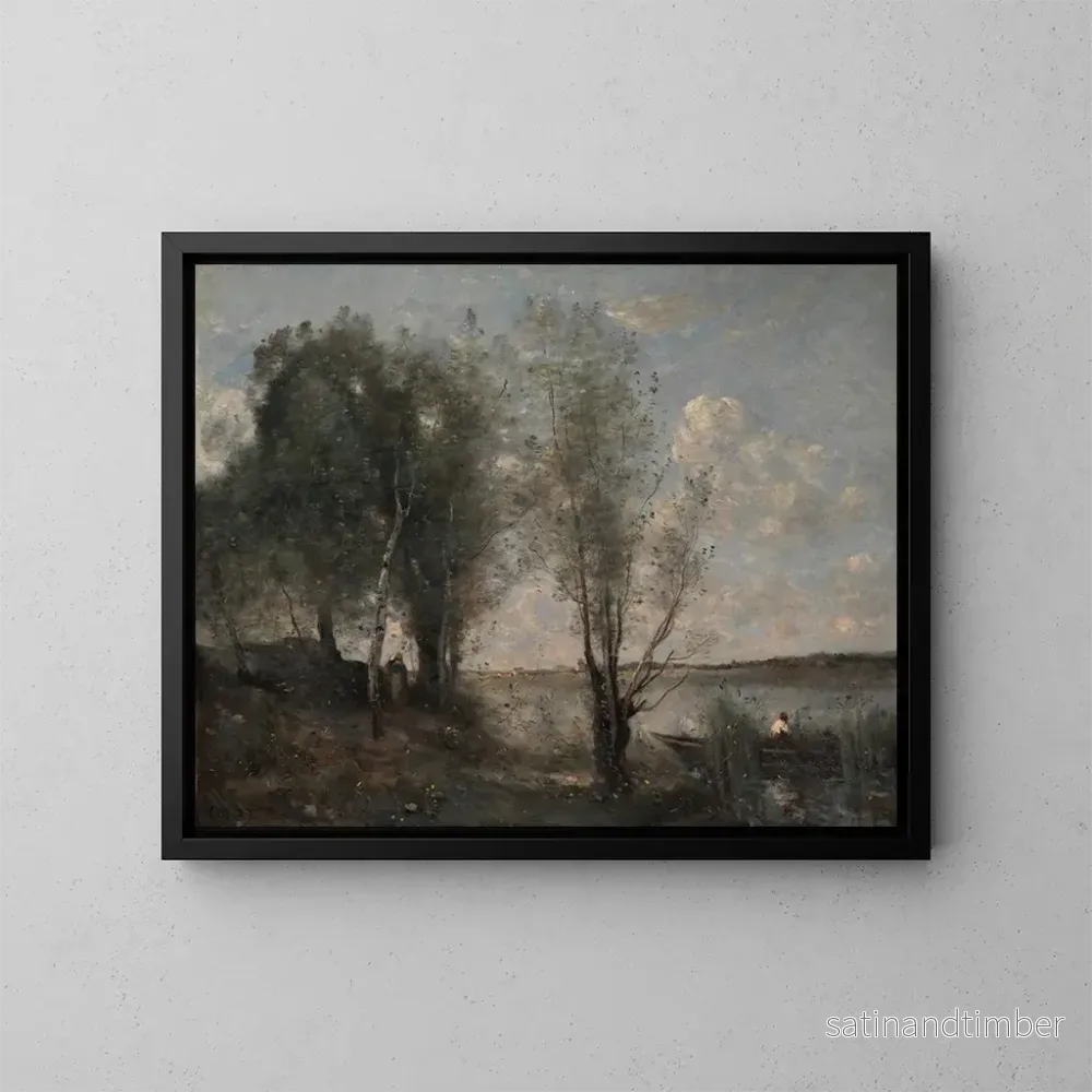 Reproduktion av målningen Le batelier parmi les roseaux - Jean-Baptiste-Camille Corot