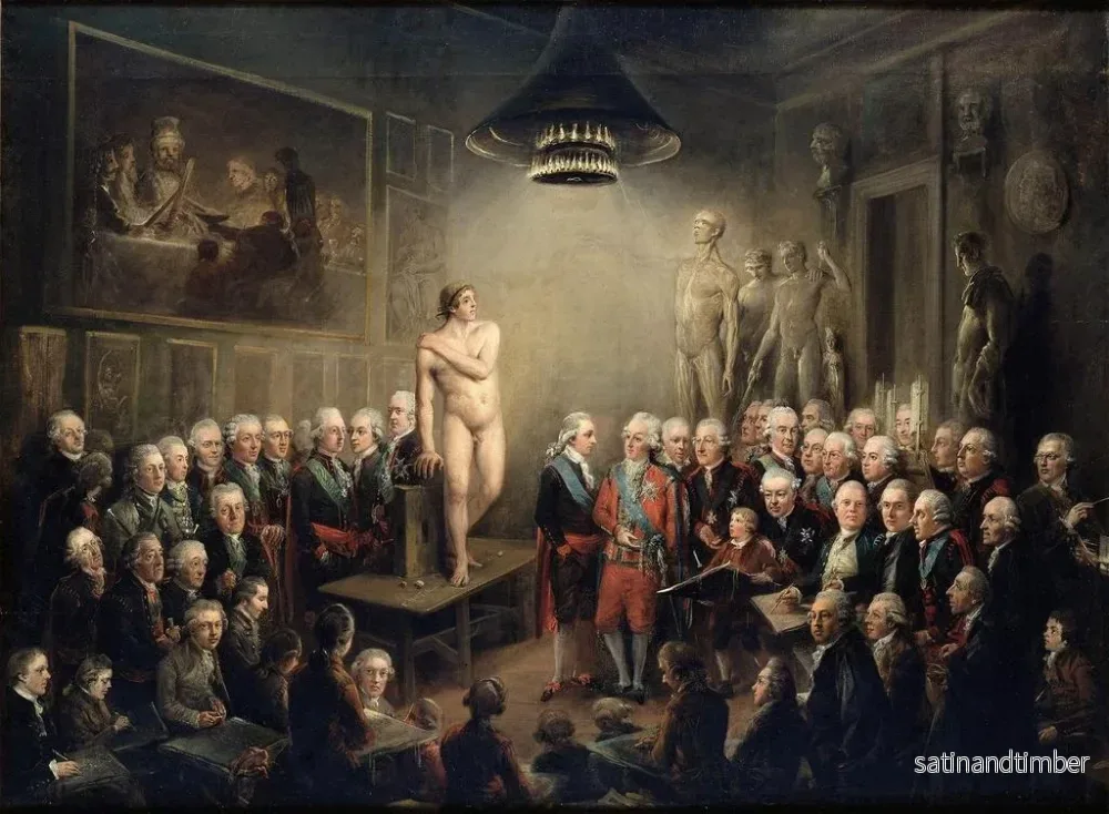 Reproduktion av målningen av Gustave III:s besök vid Royal Academy of Arts - Elias Martin - Bild 2