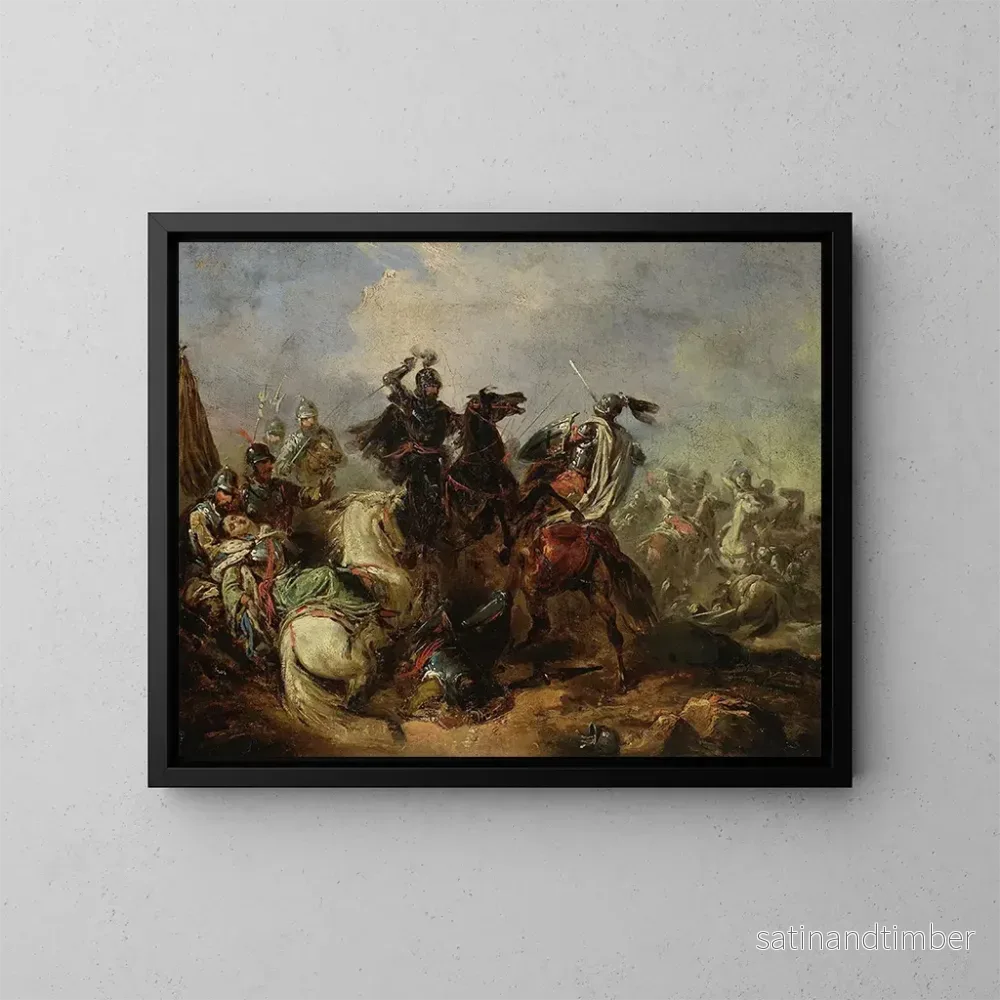 Reproduktion av målningen Bataille des Lituaniens contre les chevaliers teutoniques – Henryk Pillati Reproduktion av målningen Bataille des Lituaniens contre les chevaliers teutoniques – Henryk Pillati