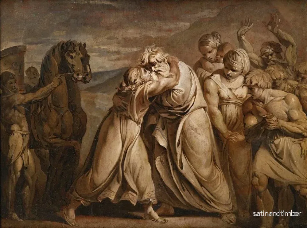 Reproduktion av målningen Joseph som återfinner sin far Jakob i öknen vid Egyptens gräns - Jean-Antoine Julien - Bild 2