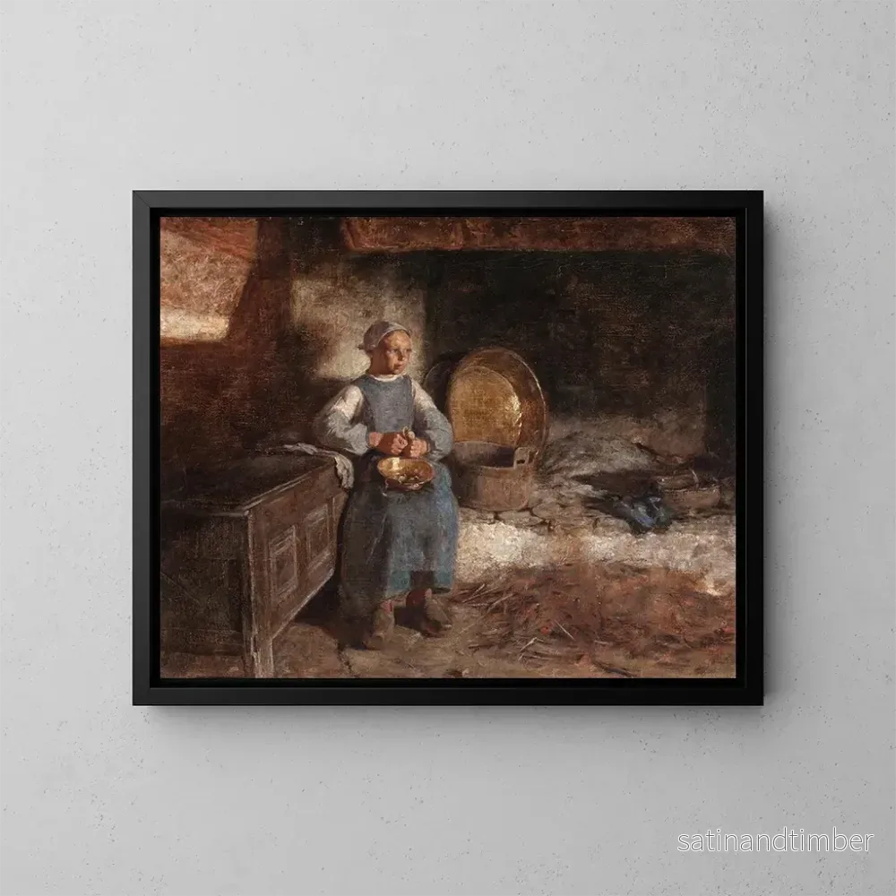 Reproduktion av målningen av holländska flicka skala potatis - Wilder M. Darling