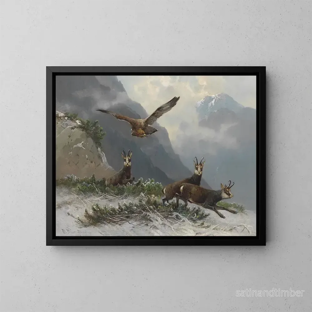 Reproduktion av målningen Chamois i de höga bergen – Moritz Müller