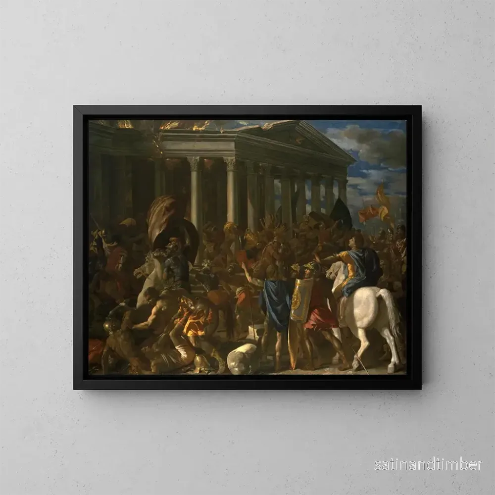 Reproduktion av målningen La destruction et le pillage du Temple de Jérusalem - Nicolas Poussin