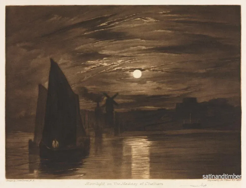 Reproduktion av målningen Lumière de lune sur la Medway à Chatham - Frank Short - Bild 2
