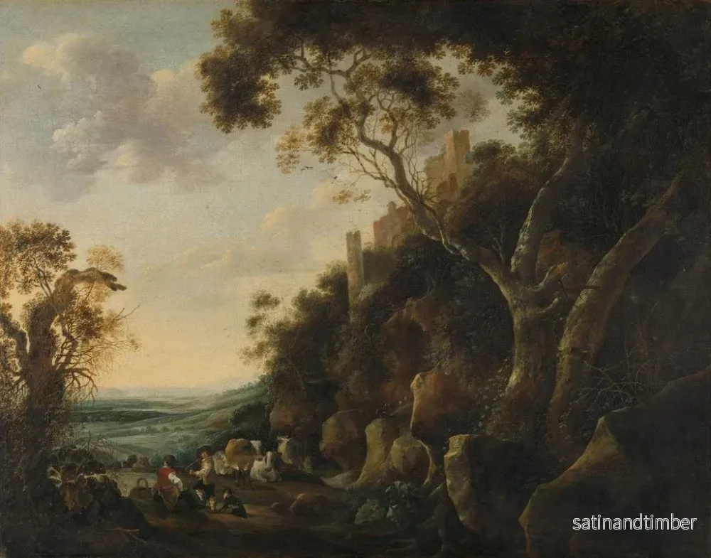Reproduktion av målningen Landskap med herdar - Gijsbert Gillisz de Hondecoeter - Bild 2