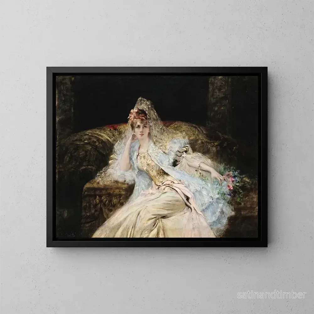 Reproduktion av målningen Dame à la mantille - Georges Jules Victor Clairin