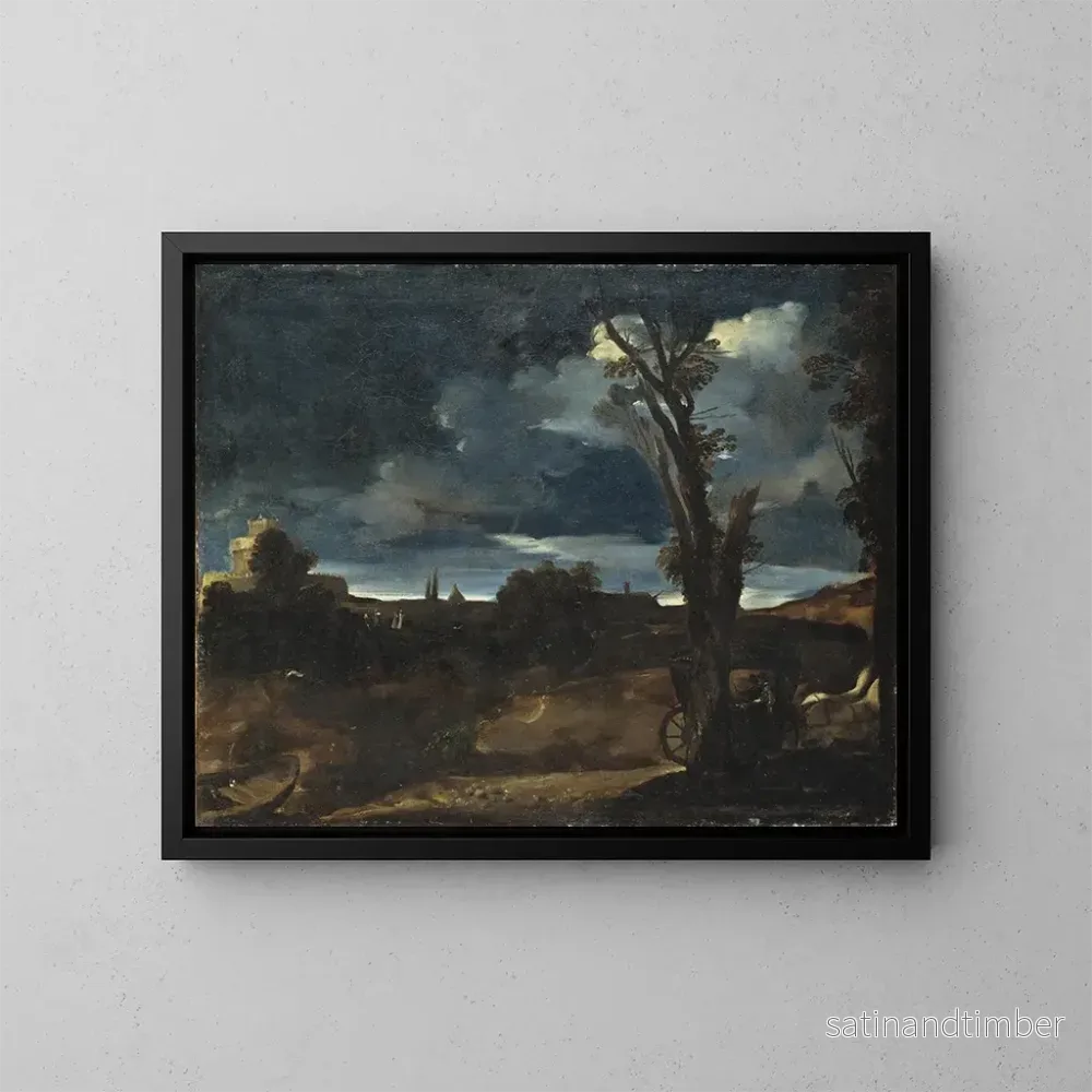 Reproduktion av målningen Landskap i månsken - Guercino