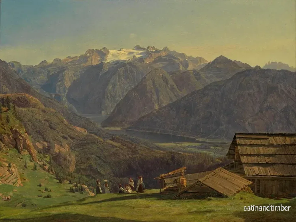 Reproduktion av målningen Vue du Dachstein avec le lac Hallstätter depuis le Hütteneckalpe près d'Ischl - Ferdinand Georg Waldmüller - Bild 2