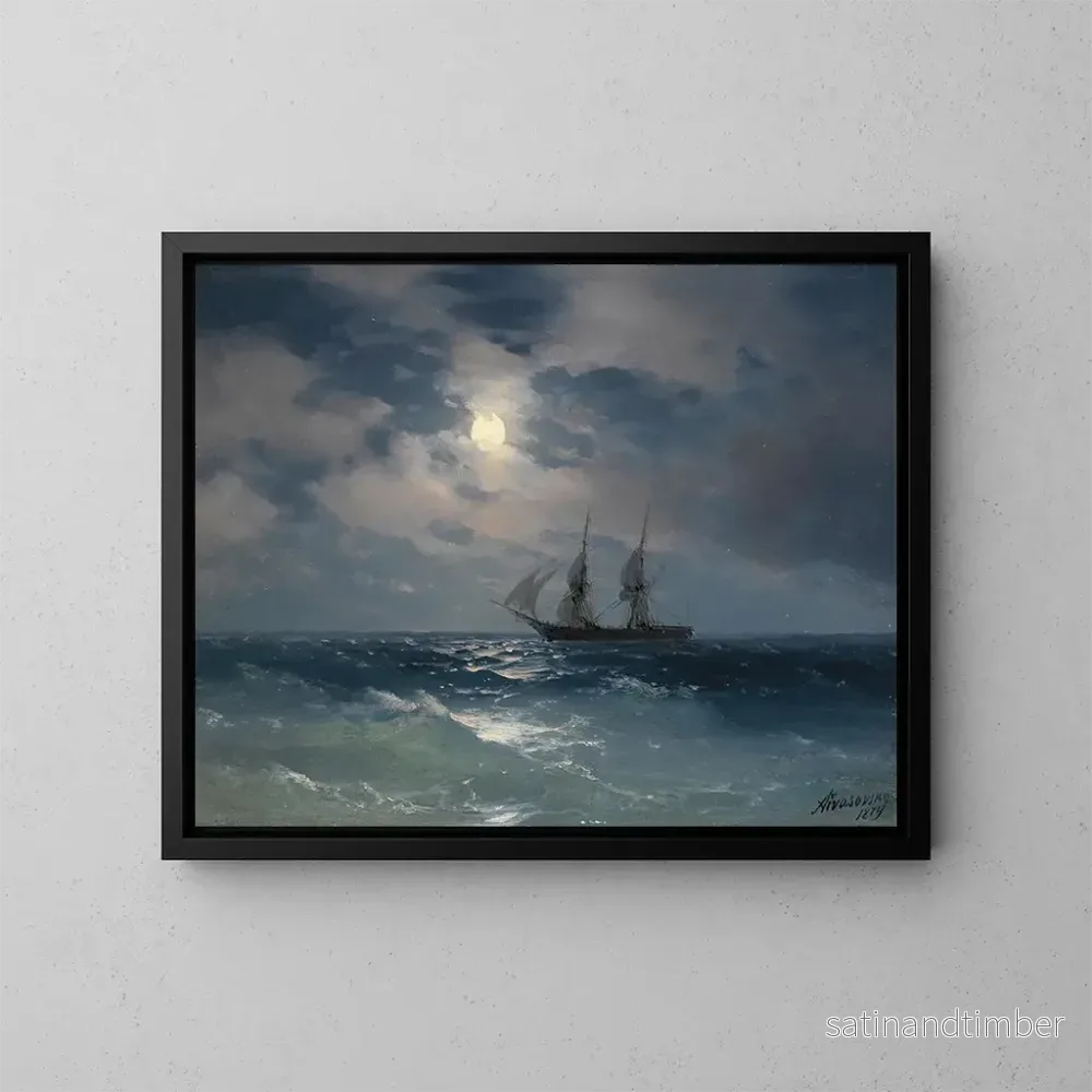 Reproduktion av målningen Le brick Mercury sous la lumière de la lune - Ivan Konstantinovich Aivazovsky