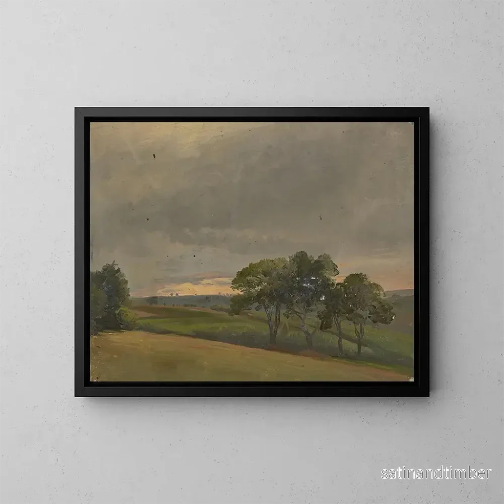 Reproduktion av målningen Prairie du soir avec des fleurs - Jakob Becker