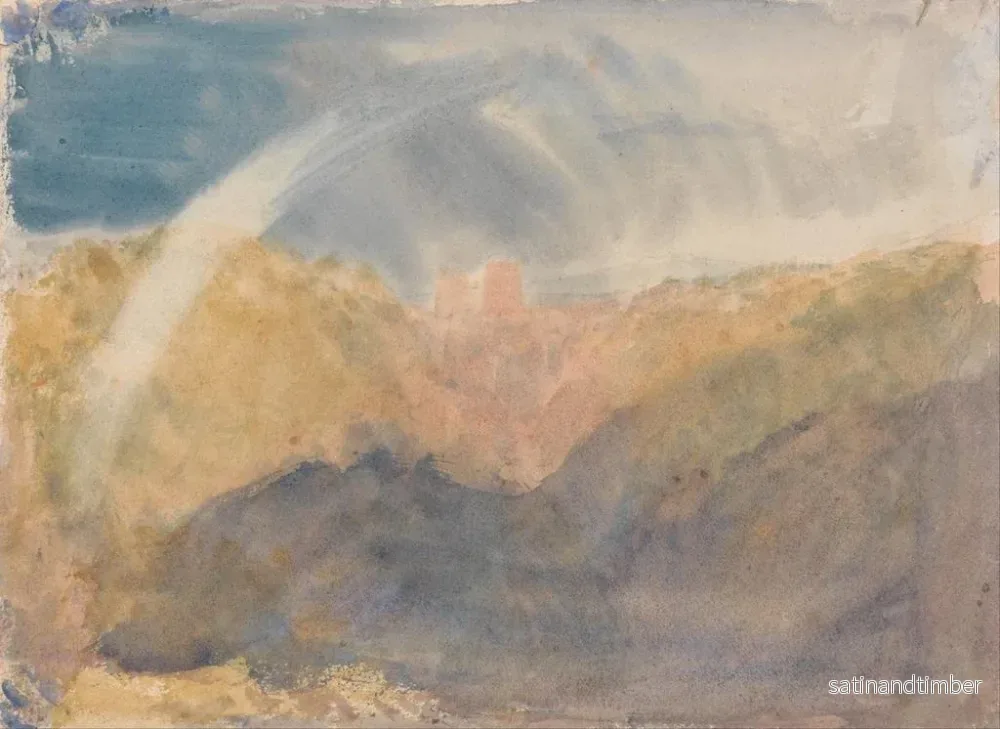 Reproduktion av målningen landskapsbild med berg, regnbåge vid Crichton-slottet - Joseph Mallord William Turner - Bild 2