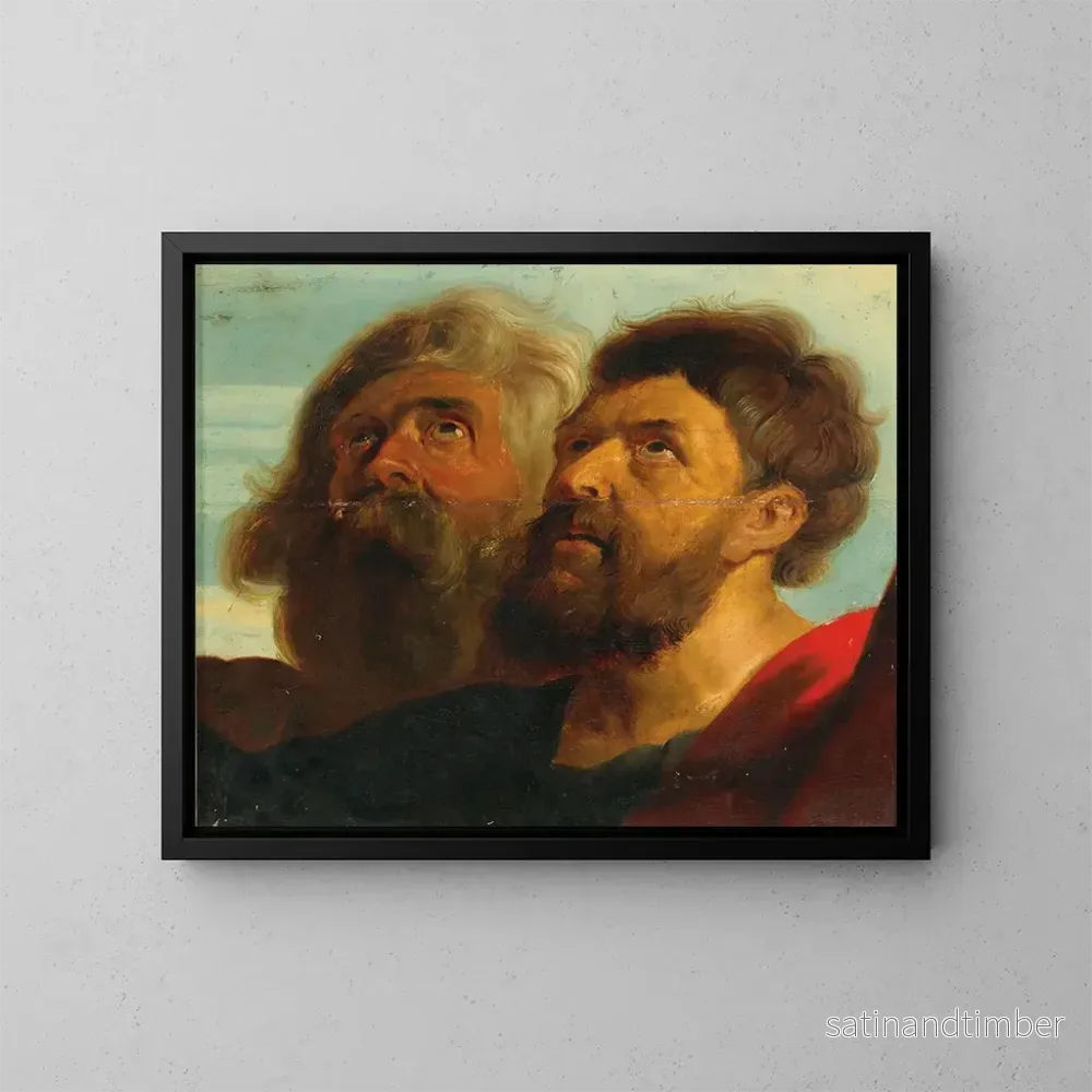Reproduktion av målningen av två manliga huvuden - Ecole de Peter Paul Rubens