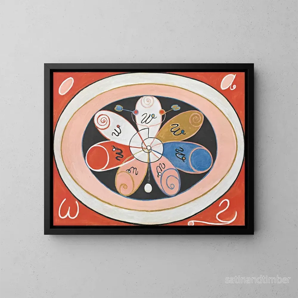 Reproduktion av målningen Evolution nr 15 Grupp IV De sjuuddiga stjärnorna – Hilma af Klint Reproduktion av målningen Evolution nr 15 Grupp IV De sjuuddiga stjärnorna – Hilma af Klint