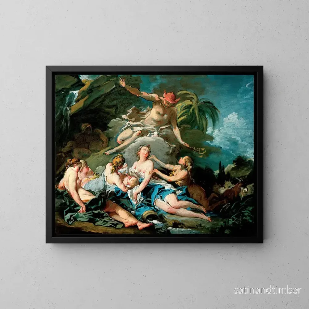 Reproduktion av målningen Mercure confiant l'enfant Bacchus aux nymphes de Nysa - François Boucher