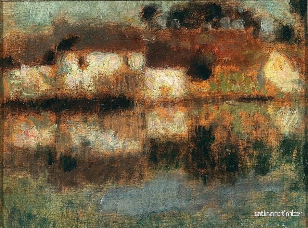 Reproduktion av målningen Les Maisons sur l'eau à Berneval ou le Canal au clair de lune - Henri Le Sidaner - Bild 2