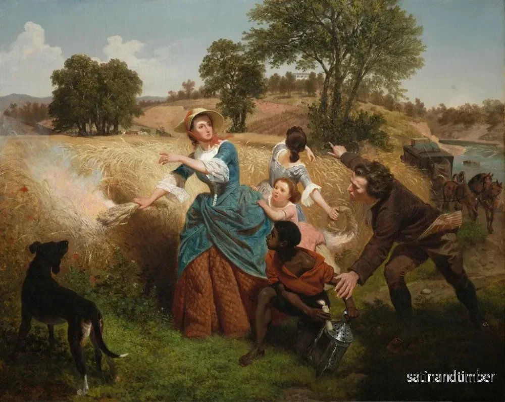 Reproduktion av målningen Madame Schuyler brännande sina veteängar inför britterna - Emanuel Gottlieb Leutze - Bild 2
