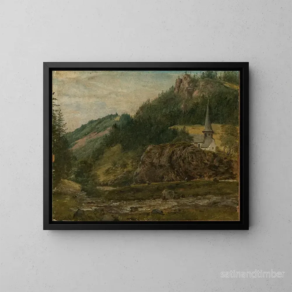 Reproduktion av målningen La chapelle Oswald à Hllsteig dans la vallée de Hll - Georg Wilhelm Issel