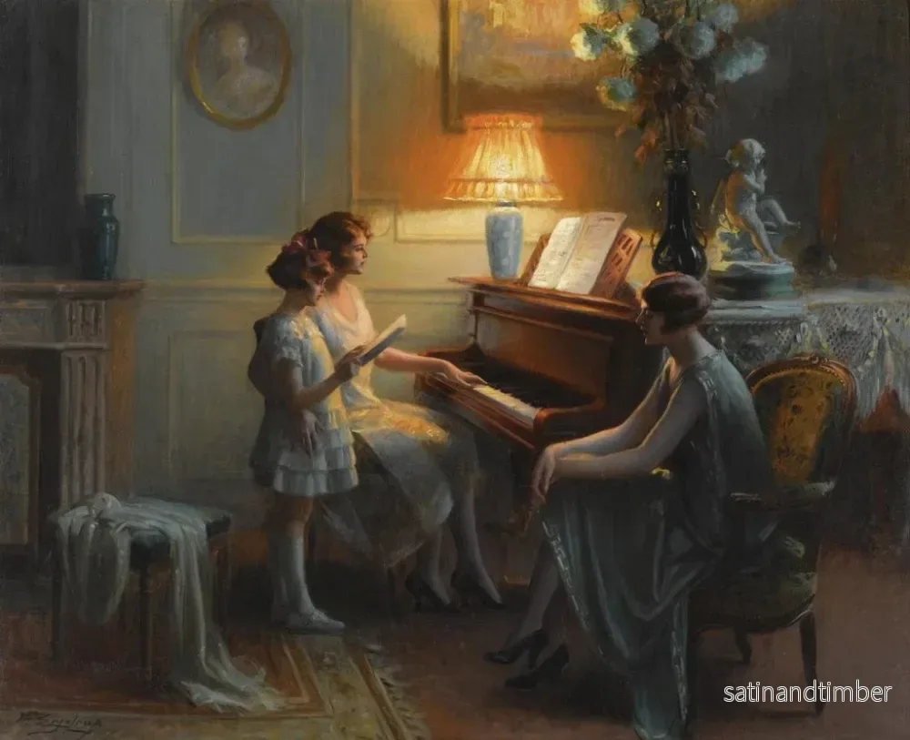 Reproduktion av målningen La leçon de chant - Delphin Enjolras - Bild 2