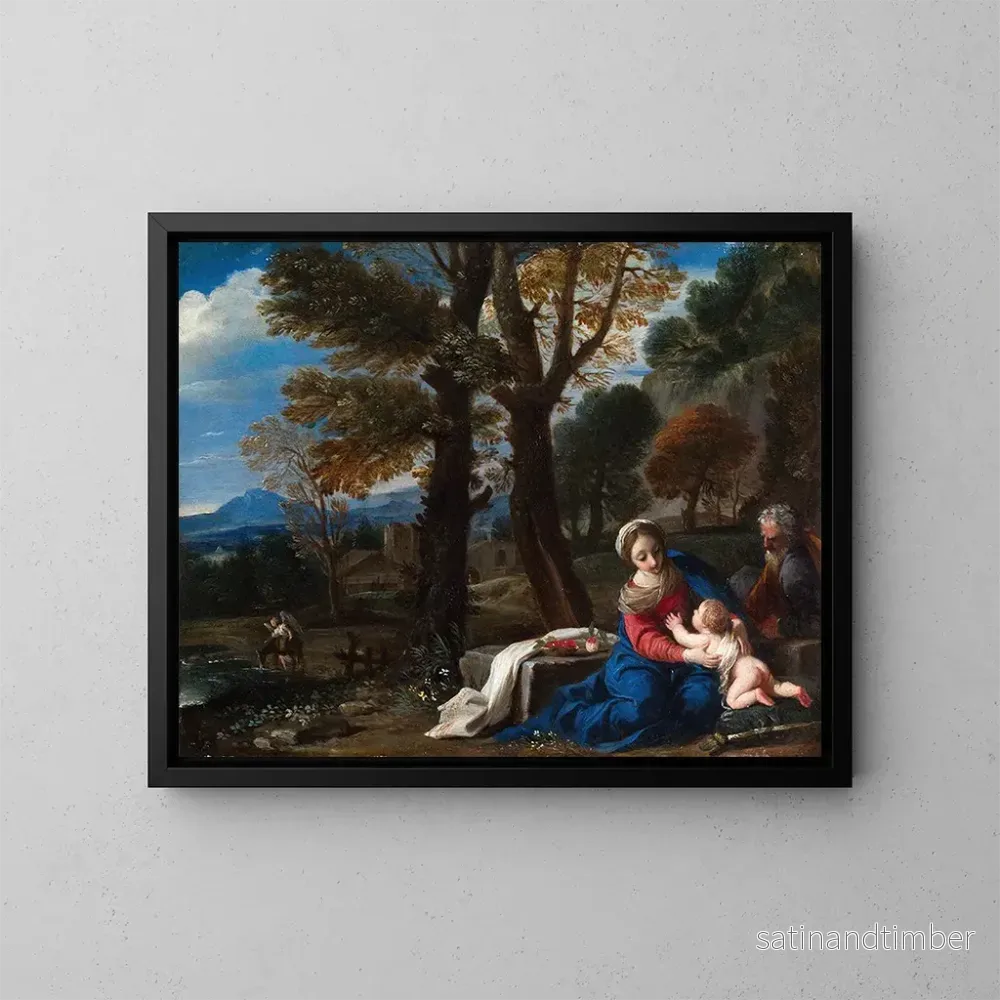 Reproduktion av målningen Le repos pendant la fuite en Égypte - Pier Francesco Mola