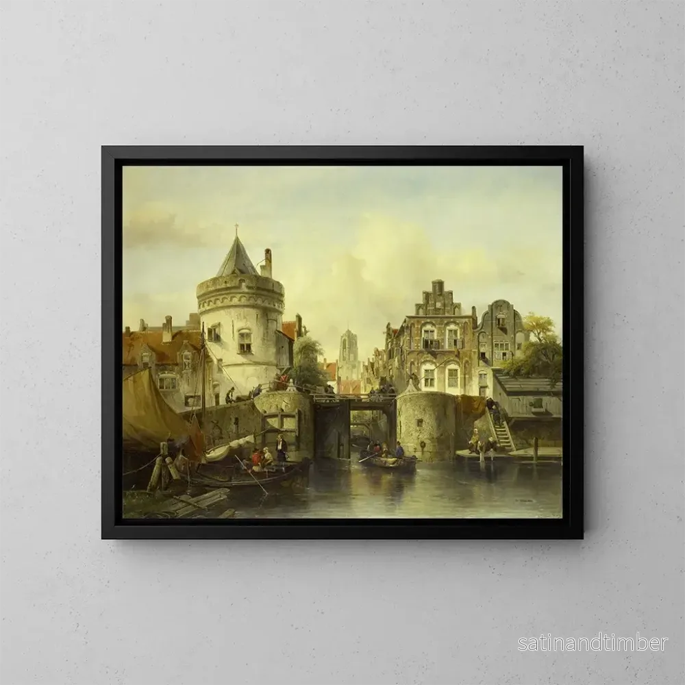 Reproduktion av målningen Vue imaginaire baserad på Kolksluis i Amsterdam – Salomon Leonardus Verveer Reproduktion av målningen Vue imaginaire baserad på Kolksluis i Amsterdam – Salomon Leonardus Verveer