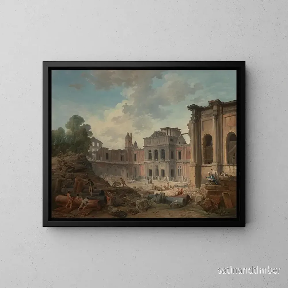 Reproduktion av målningen av rivningen av Meudon-slottet - Hubert Robert