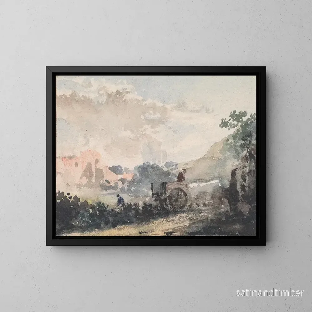 Reproduktion av målningen Landskapsbild med vagn - William Collins