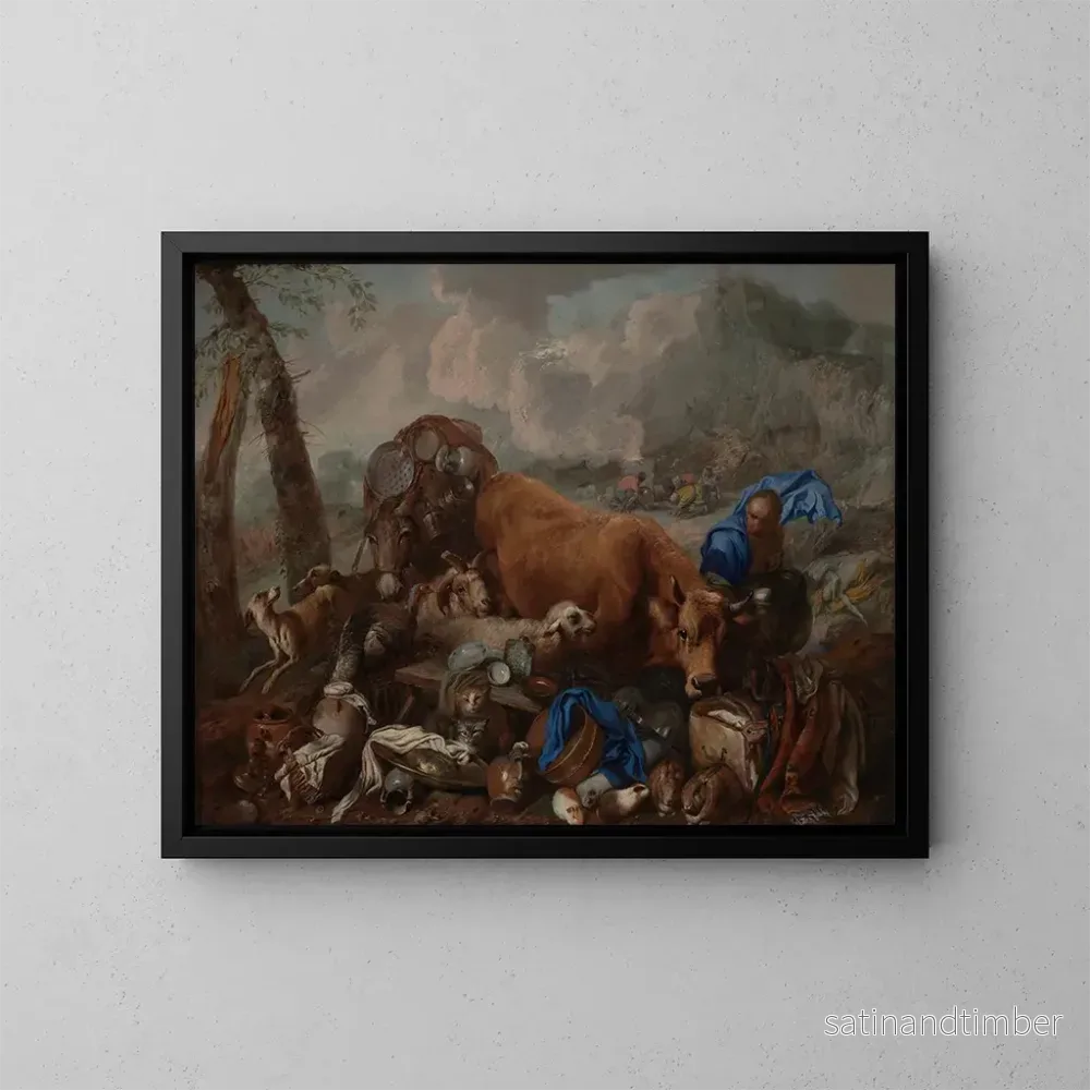 Reproduktion av målningen Le sacrifice de Noé après le déluge - Giovanni Benedetto Castiglione