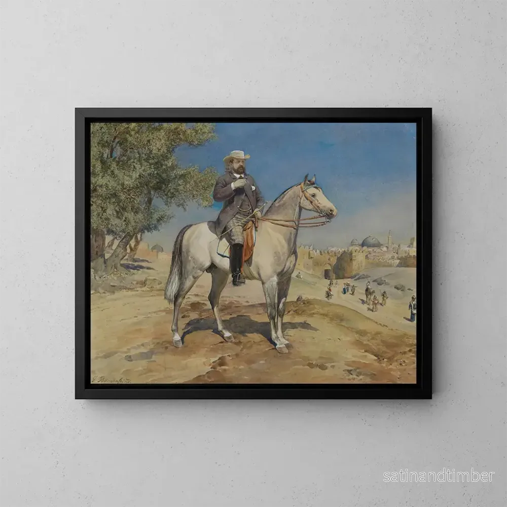 Reproduktion av målningen En riddare vid en dörr i Jerusalem - Gustav Bauernfeind