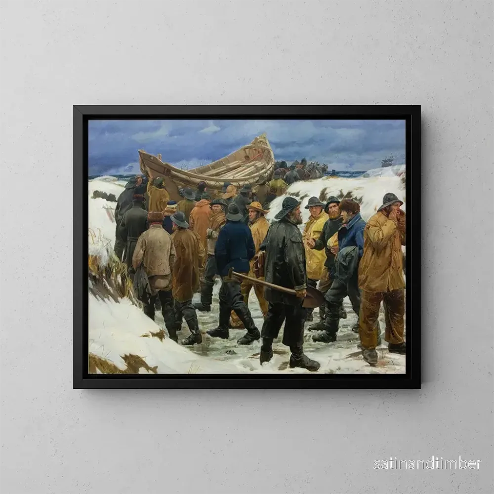 Reproduktion av målningen Le canot de sauvetage est emporté à travers les dunes – Michael Ancher Reproduktion av målningen Le canot de sauvetage est emporté à travers les dunes – Michael Ancher