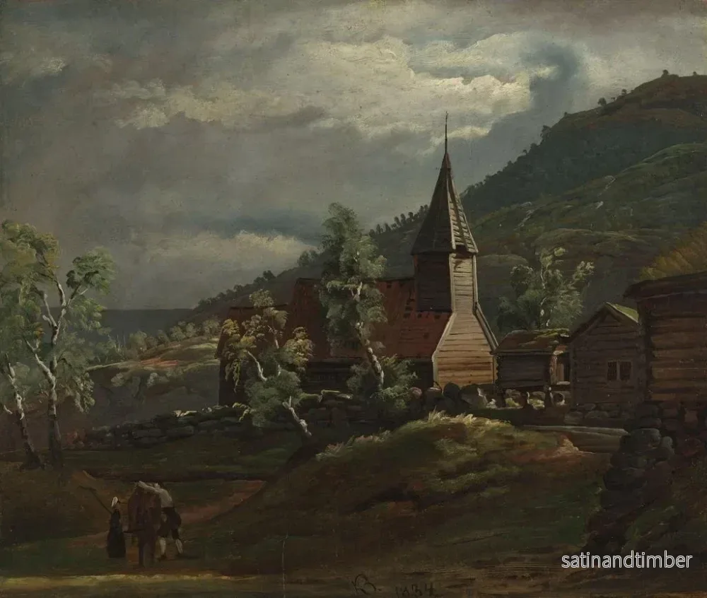 Reproduktion av målningen av Gaupne kyrka i Sogn - Knud Baade - Bild 2