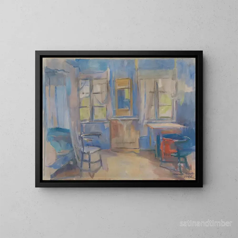 Reproduktion av målningen inomhus av Einabu i Foldal - Harriet Backer