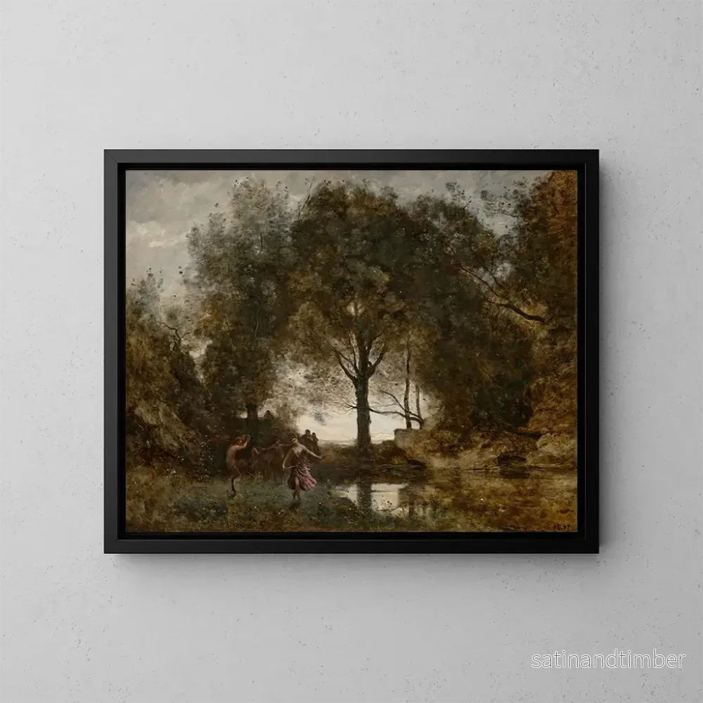 Reproduktion av målningen Nymfer och fauner - Jean-Baptiste-Camille Corot