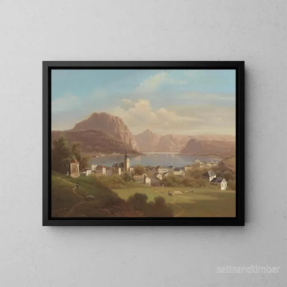 Reproduktion av målningen Vue sur Gmunden – Ferdinand Lepié Reproduktion av målningen Vue sur Gmunden – Ferdinand Lepié