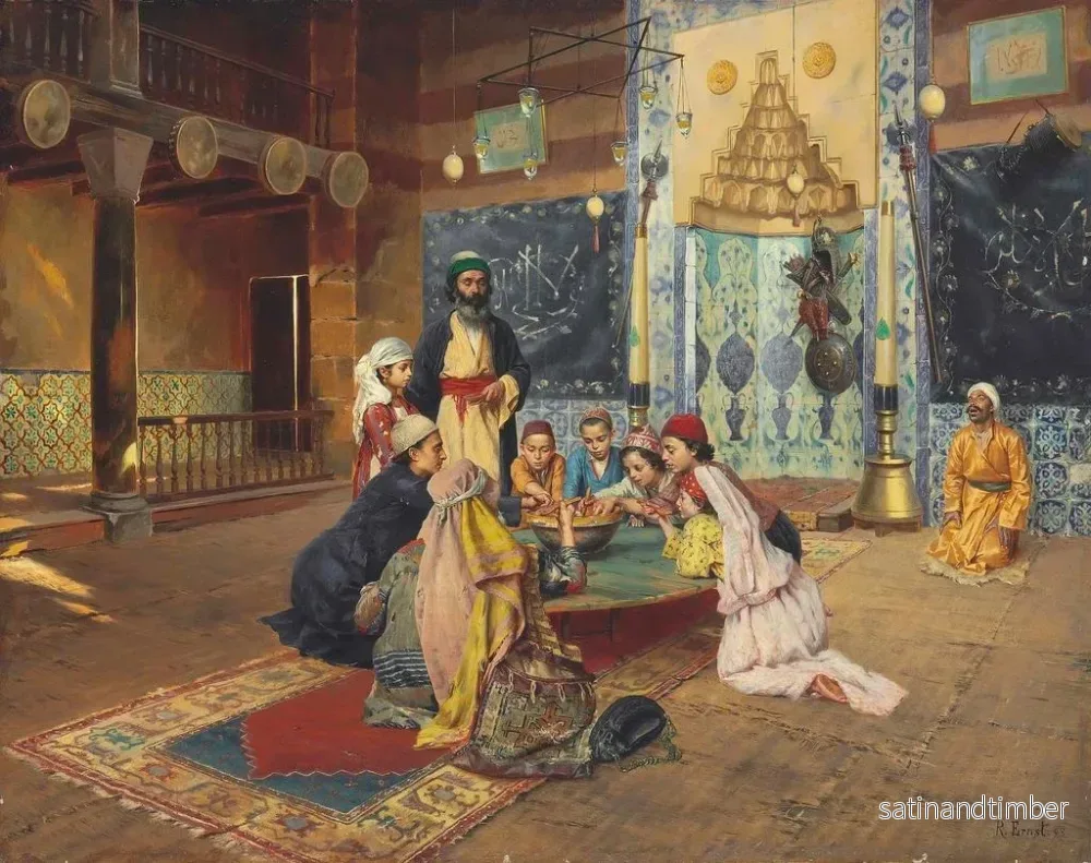 Reproduktion av målningen La Charité chez les derviches de Scutari - Rudolf Ernst - Bild 2