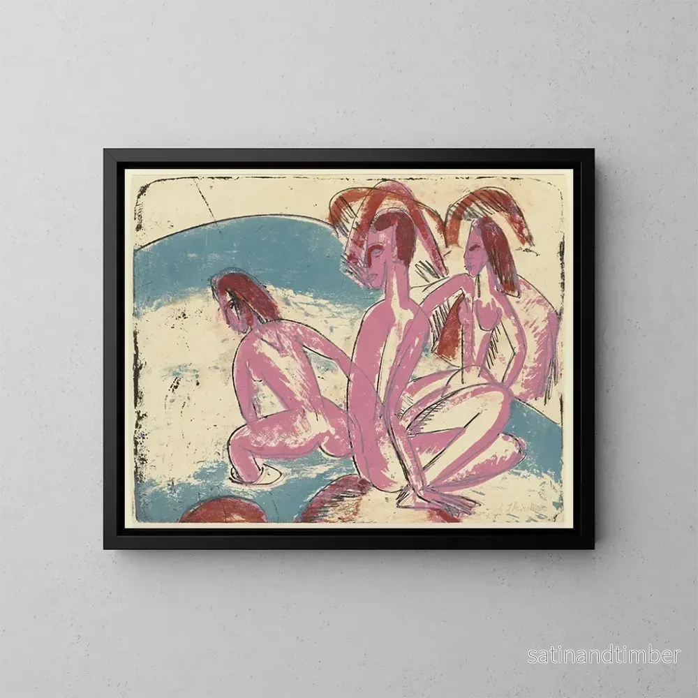 Reproduktion av målningen Tre badare på stenar vid Fehmarn – Ernst Ludwig Kirchner Reproduktion av målningen Tre badare på stenar vid Fehmarn – Ernst Ludwig Kirchner
