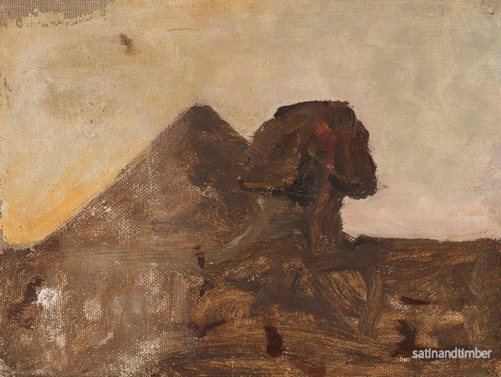 Reproduktion av målningen Kväll i öknen, Sphinx och pyramid, från resan till Egypten - Jan Cybis - Bild 2