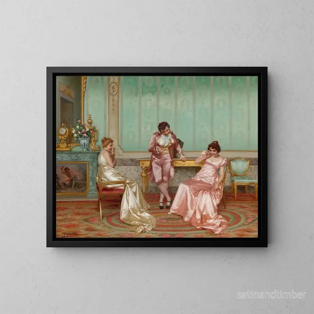 Reproduktion av målningen En humoristisk berättelse - Vittorio Reggianini