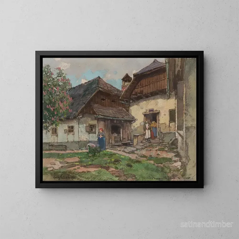 Reproduktion av målningen La maison du sacristain à Friesach - Fritz Lach